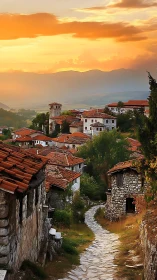 Sunset stones wander through a terracotta-roofed hill village.