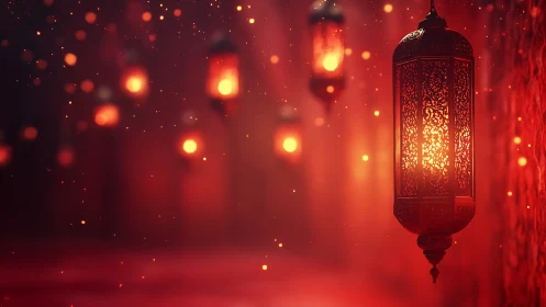 Amber lantern corridor pouring quiet fire into the dusk.