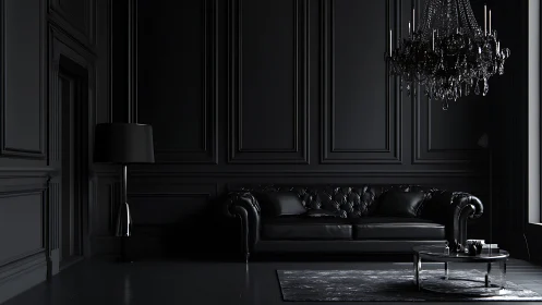 Luxurious black lounge exudes dramatic minimalist elegance