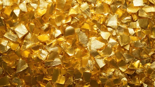 Golden metal fragments shimmer in dense abstract pattern.