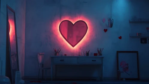 Neon Heart Whispers in the Blue.