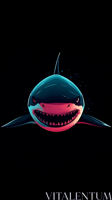 Neon deep sea shark with playful electric attitude.