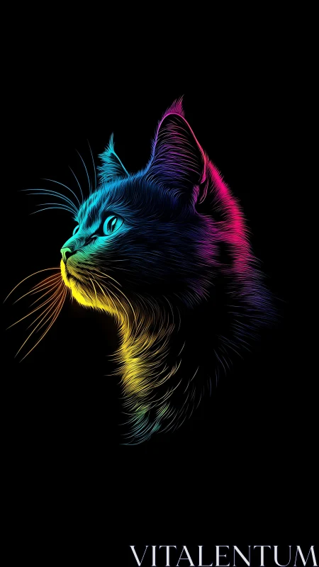 Luminous Cat Portrait with Neon Gradient Glow.