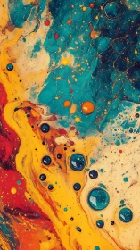 Colorful liquid galaxies drift across a dreamy abstract sky