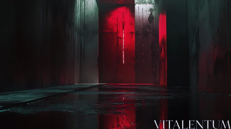 Moody neon corridor where shadows and red light whisper.