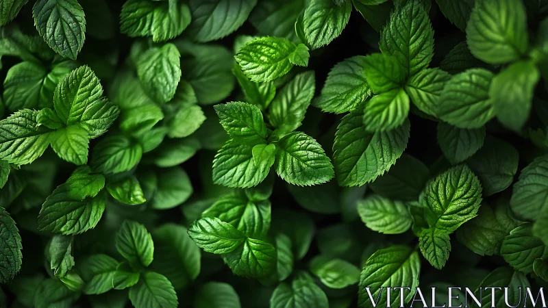 Mint leaf mosaic in soothing deep garden greens.