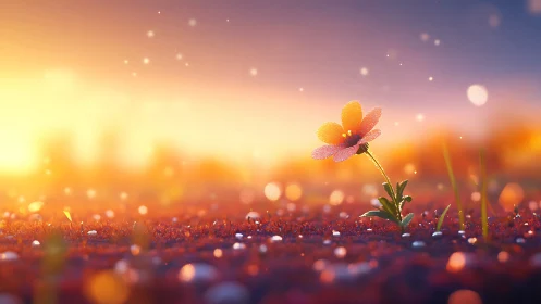 Golden Bloom Defies Twilight Against Bokeh Dreams