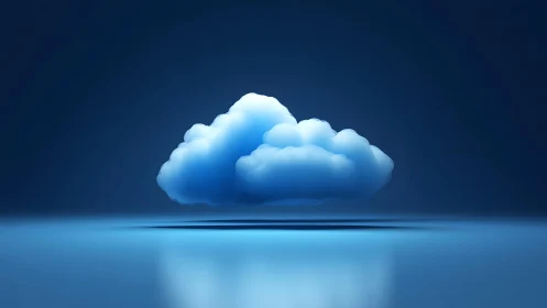 Fluffy cloud floating in blue minimalistic digital art style.
