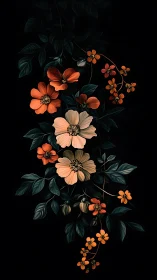 Luminous Bloom: Dramatic Floral Cascade Against Midnight.