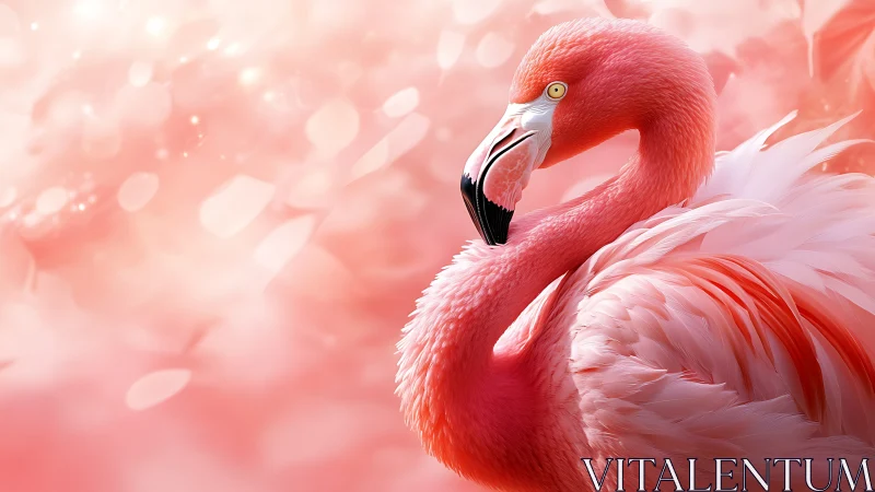 Flamingo portrait rendered against defocused monochrome backdrop