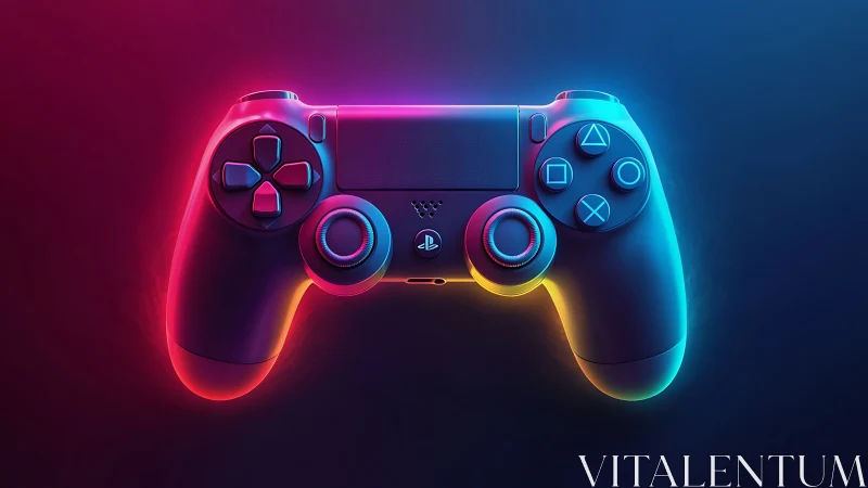 Neon-Lit Gaming Controller in Vibrant Cyberpunk Style.