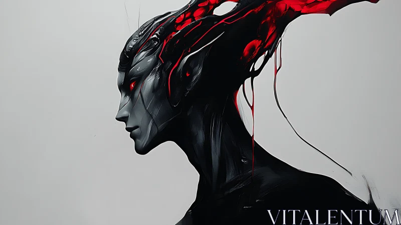 Cybernetic wraith profile with bleeding biomech cranial spines.