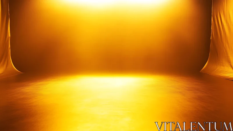 Golden studio stage flooded with intense backlighting glow.