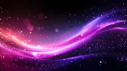 Glistening pink starlight streams gently across deep space