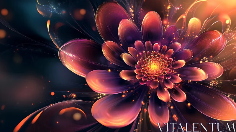Digital fractal flower with glowing layered petals.