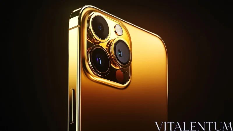 Golden iPhone 13 Pro with Triple Camera Setup. Premium luxury smartphone device render.