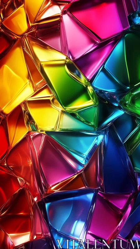 Multicolored translucent glass shards form dense abstract surface