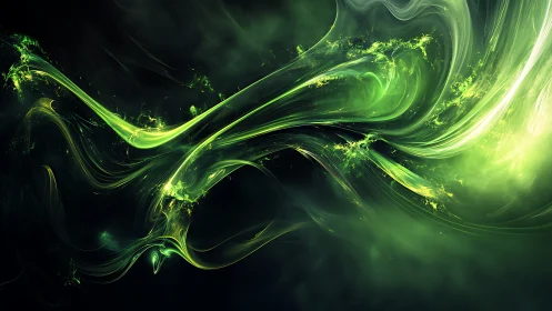 Emerald energy streams swirl across a luminous cosmic void.