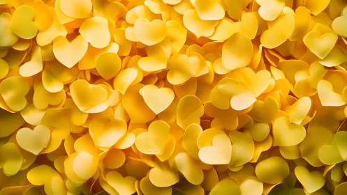 Golden Heart-Shaped Petals Scattered in Warm Bokeh.