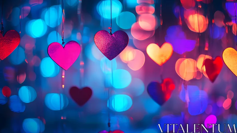 Glowing Hearts Dance in Neon Light.