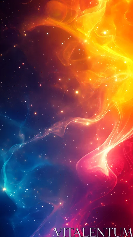 Bipolar nebula field rendered with high contrast spectral gradients