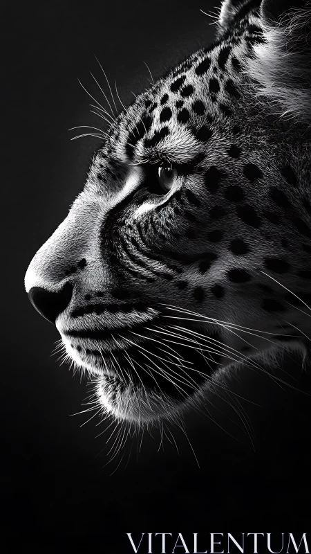 Leopard Profile in Monochrome Lighting