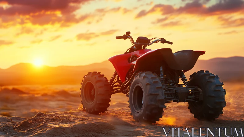 Sunset desert quad waits on the edge of tomorrow’s trail.