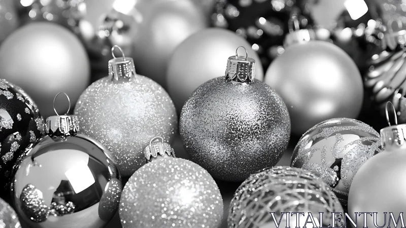 Monochrome bauble orchestra humming soft winter carols.