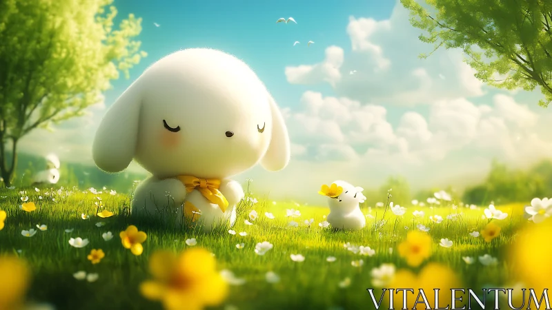 Soft meadow guardians trade sunlit flowers and quiet wishes