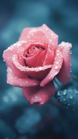 Pink Rose with Moisture Droplets.