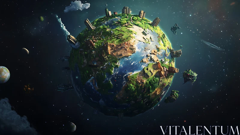 Fragmented voxel Earth orbits in luminous cosmic void