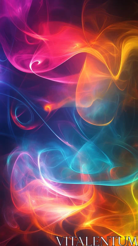 Glowing ribbons of color swirling in a dreamy neon dance.