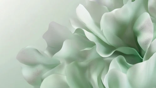 Softly folded translucent shapes form layered mint structure