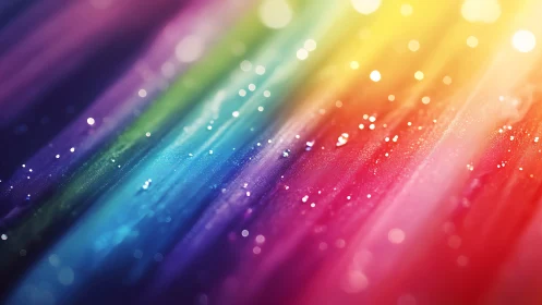 Colorful diagonal light streaks with soft glowing particles.
