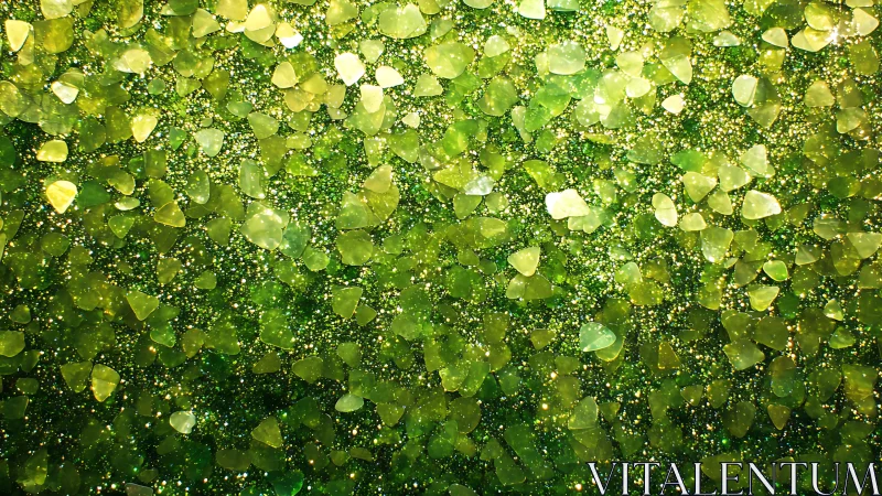Green translucent flakes form dense shimmering abstract field