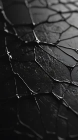 Liquid obsidian veins shimmer across fractured midnight stone.