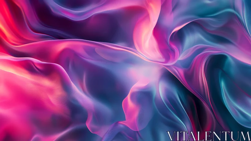 Neon fluid waves merge across iridescent abstract folds.