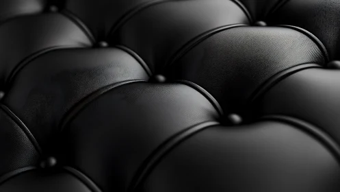Black Quilted Leather Surface with Button Tufting Details