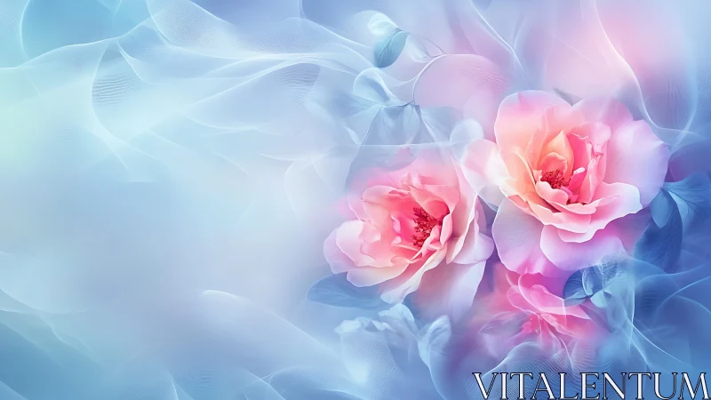 Pink Peonies in Ethereal Blue Haze.