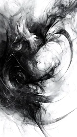 Whirling monochrome vortex with ethereal smoke forms.