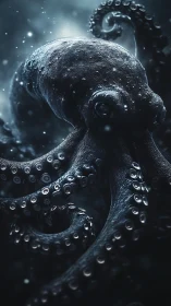 Gentle deep sea octopus drifting through silvery twilight.