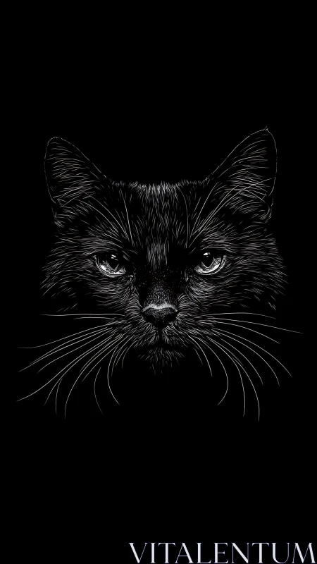 Black and white cat portrait with intense forward stare.