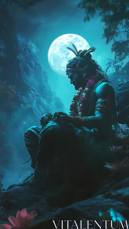 Moonlit sage cradles quiet storms of thought and devotion