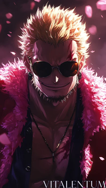 Anime villain portrait under dramatic crimson lighting.