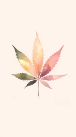 Soft rainbow leaf quietly glowing on a gentle canvas.