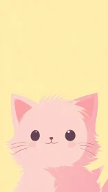 Adorable Pink Kitten with Big Sweet Eyes on Sunny Background