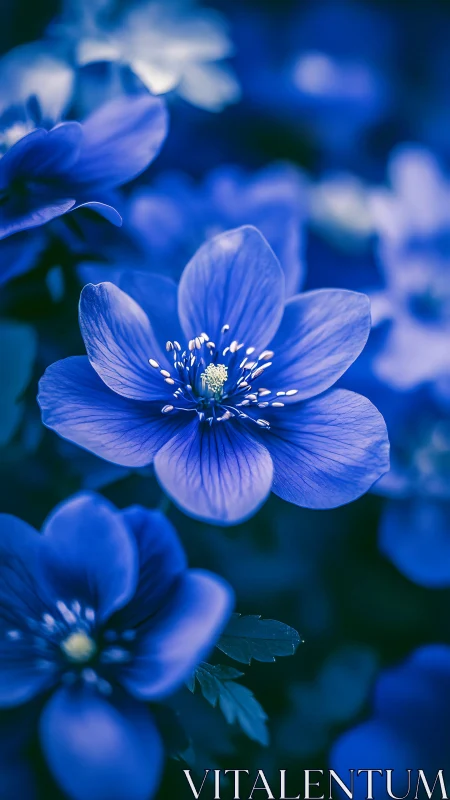 Delicate Blue Flowers Bloom in Stunning Close Detail