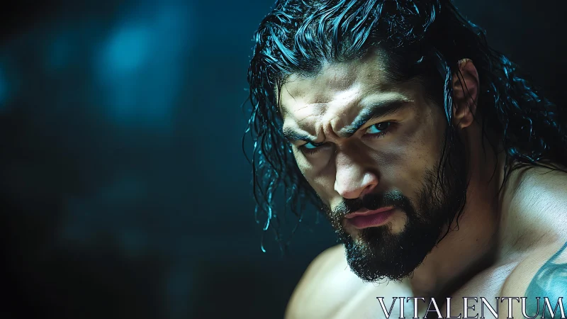 Cinematic male portrait in dramatic low-key lighting study.