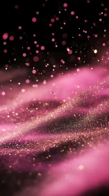 Pink particulate field forms layered bokeh against black