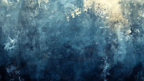 Moody Abstract Blue and Beige Texture Painting with Grunge Style.